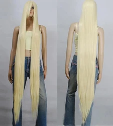 150cm jasny złoty blond peruki z bardzo długi Cosplay w stylu ciepła