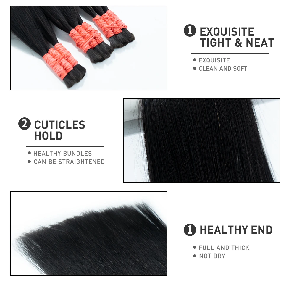 Maxhair ไม่มี Weft Human Hair Extension Virgin Human Hair ตรง 10A Bulk ทอผ้าสําหรับ Braiding 100% ที่ยังไม่ได้ประมวลผล 50g