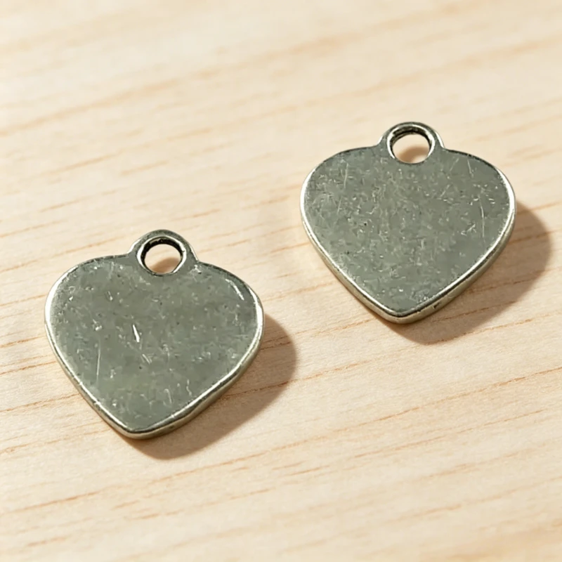 200 Stück antiksilberfarbene Herzanhänger, 15 x 14 mm, DIY-Armbänder, Schmuckherstellung, A3664, Großhandel – Detail 2