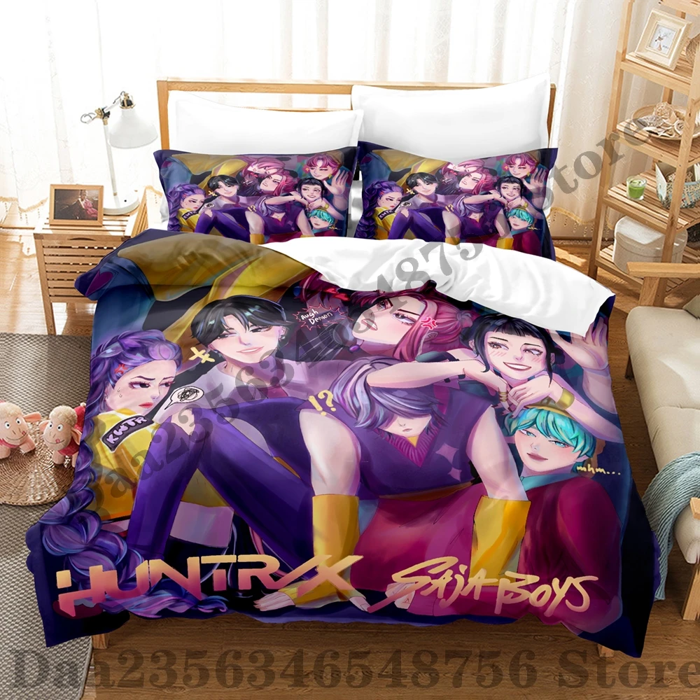 Kpop شيطان الصيادين طقم سرير واحد التوأم كامل الملكة الملك الحجم طقم سرير ساجا بنين غرفة نوم حاف مجموعات غطاء سرير رومي ميرا