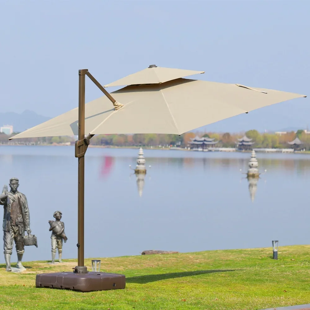 Modern Design Aluminum Windproof Sun Umbrella with Base