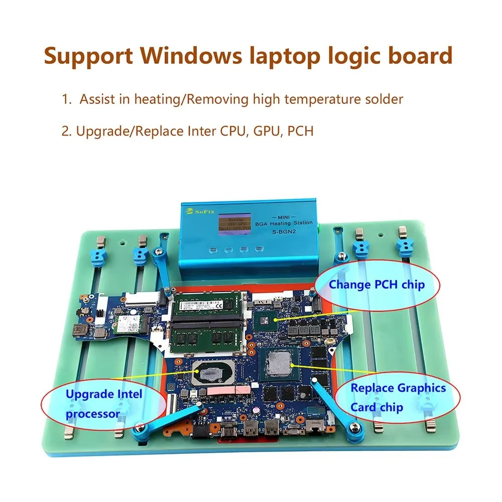 SoFix S-BGN2 Mini BGA Heating Station For Macbook T2 PCH GPU CPU Glue Removal Logic Motherboard Heating Soldering Fix Repair