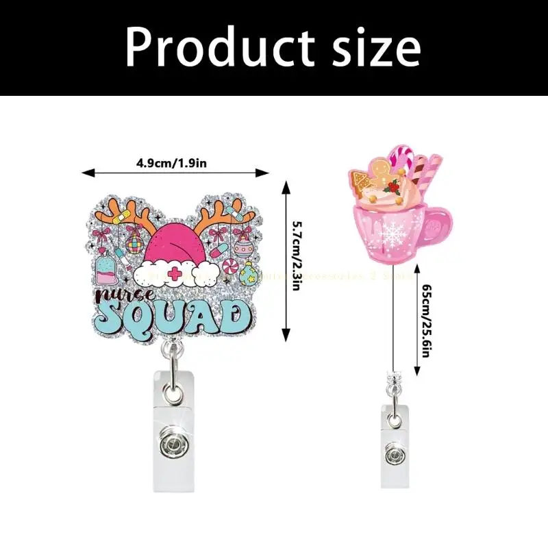 格納式 ABS バッジ ホルダー クリスマス スパンコール バッジ ホルダー オフィス スタッフ用