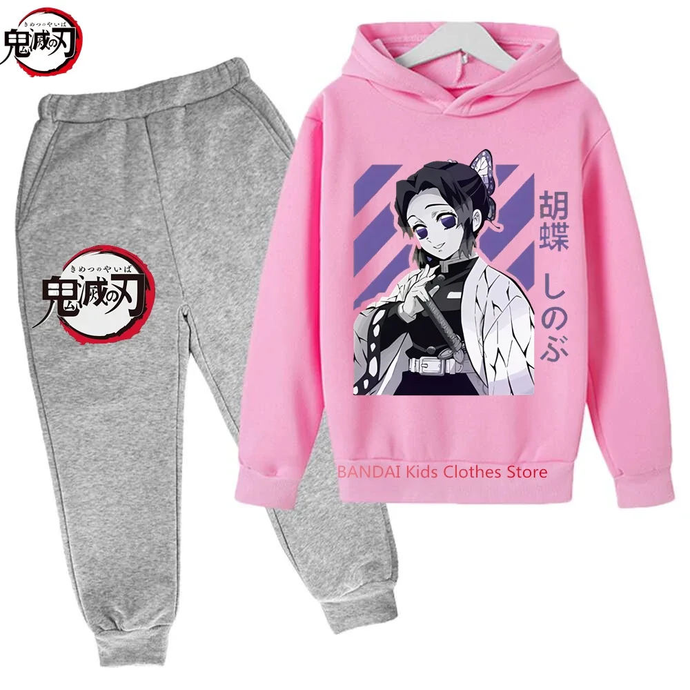 Kids Demon Slayer Kimetsu no Yaiba Hoodies Clothes Spring Sweatshirt Long Pant 2pcs Outfits Set Shinobu KochClothing