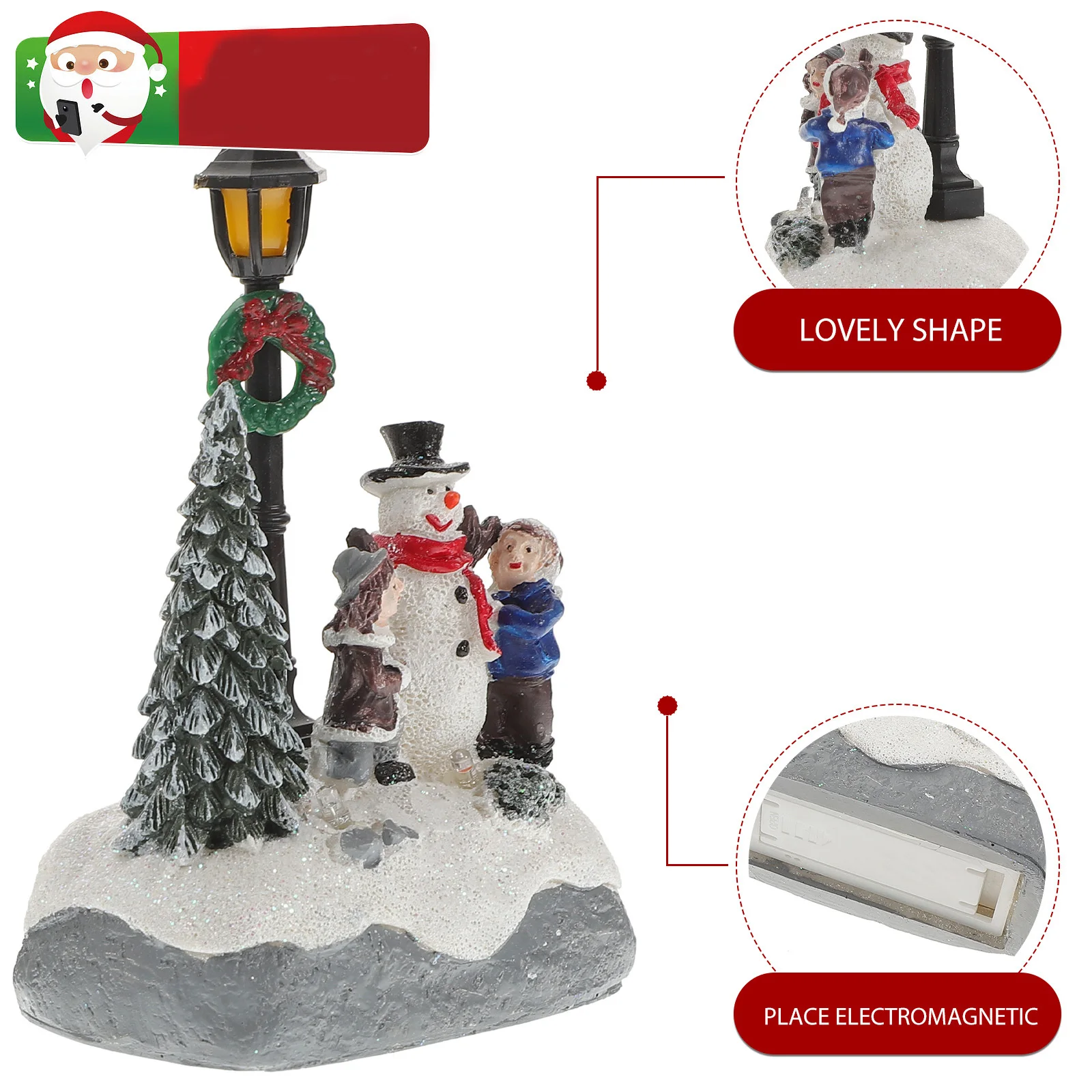 

2Pcs Resin Made Mini House Christmas Ornament Fine Craftsmanship Home Desktop Decor for Bedroom Office Party Luminous Design