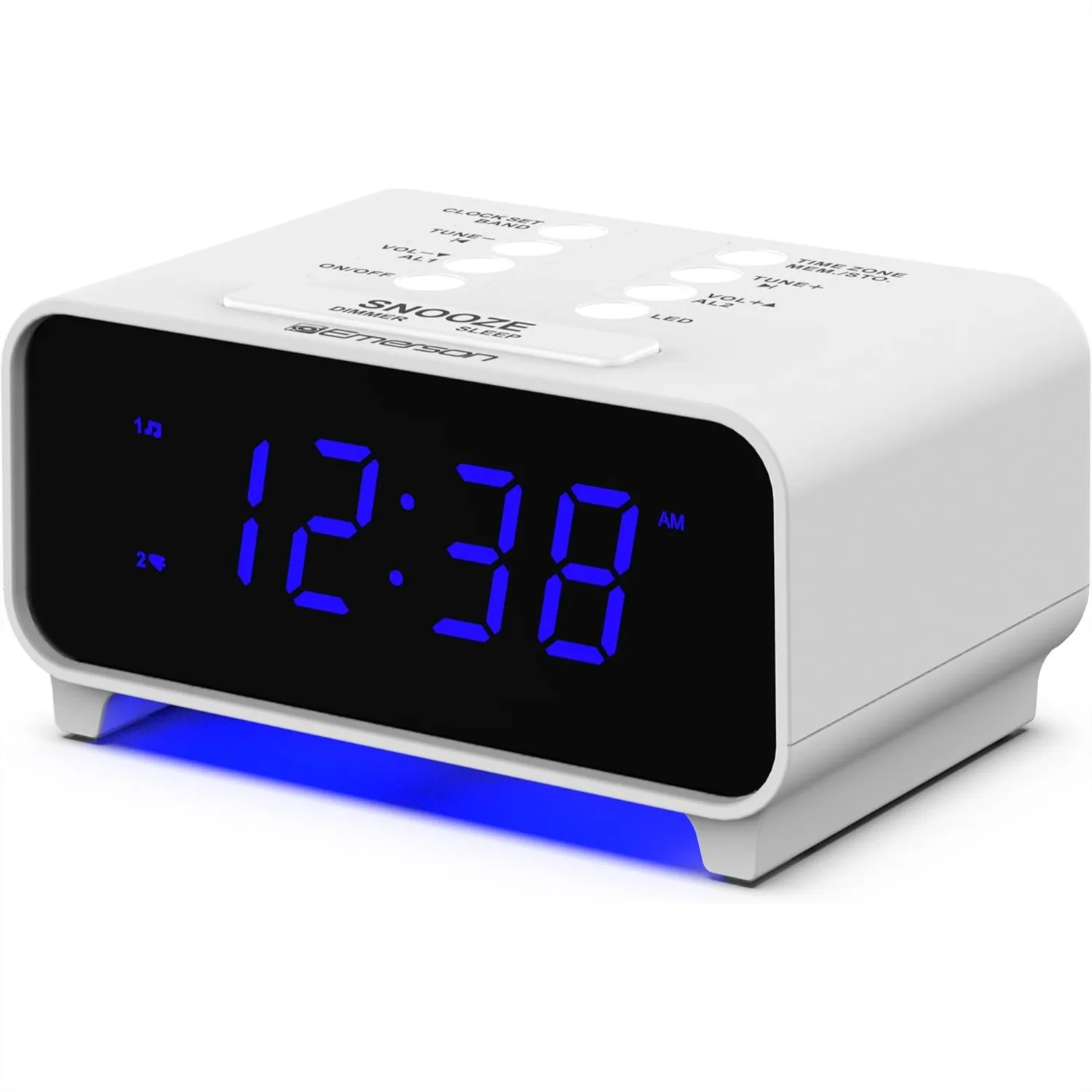 Intelligenter Dual-Wecker mit AM/FM-Radio, Blauem LED-Display, Dimmer, Schlaf-Timer & Automatischer Zeiteinstellung für Bequeme Nutzung im Schlafzimmer
