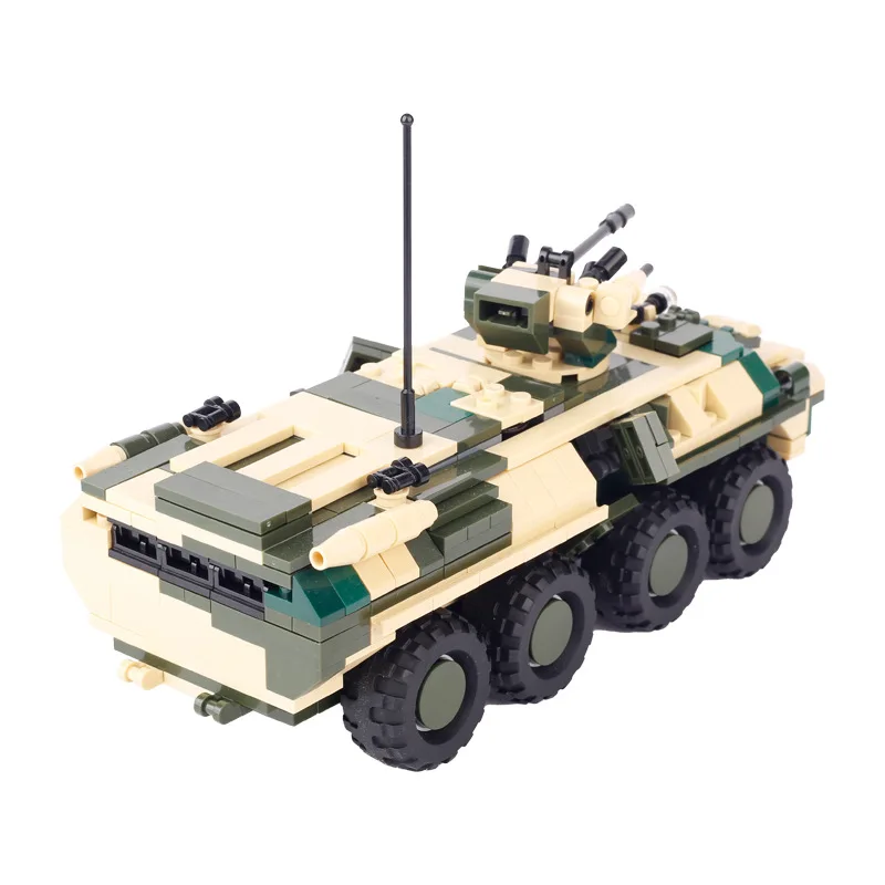 MOC Military Armored Vehicle Building Block BTR-82 Wheeled Armored Vehicle APV WW2 Tank Bricks Block Toys for Boys