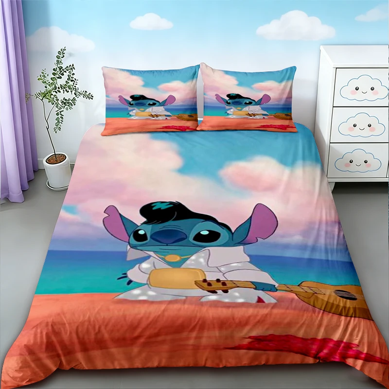 

Kids Twin Duvet Cover Stitch & Angel Cartoon Quilt Cover Soft and Breathable Bedding Set for Bedroom Decor Home Gifts