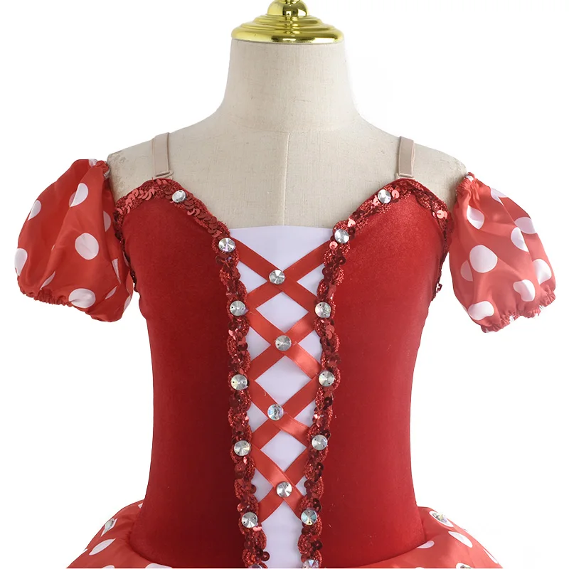 Robe Tutu de ballerine rouge Giselle, longue Costume de danse pour filles et femmes, robe de danse de Ballet pour spectacle sur scène