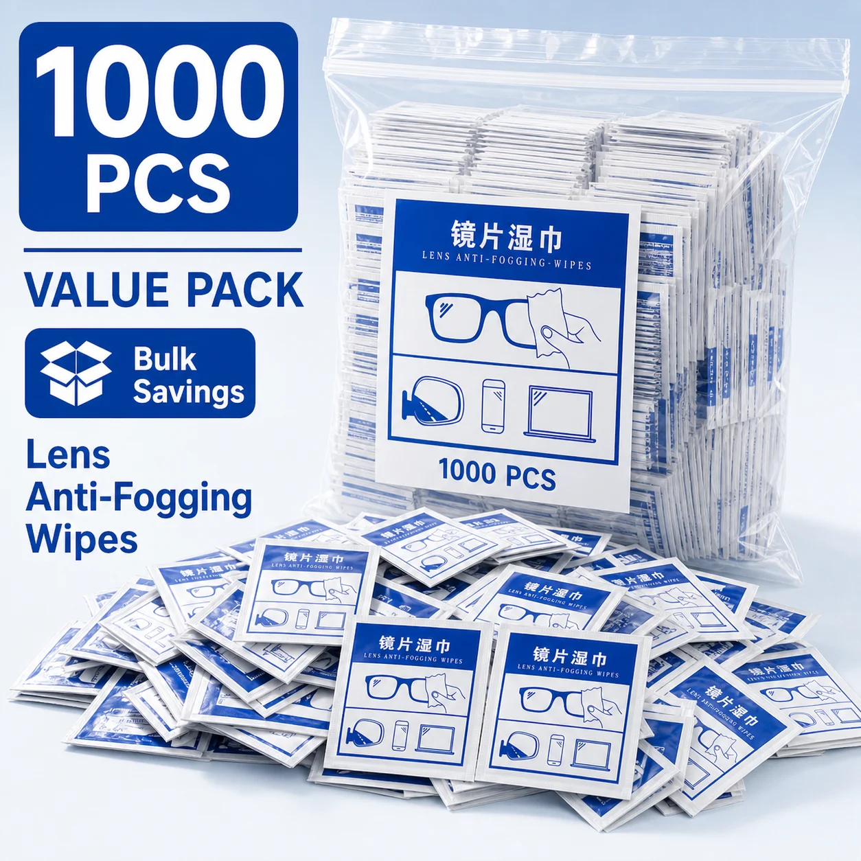 1000 Pieces Set Quick Cleaning Lens Cloths Portable Oil Stain Removal Convenient Carry-Easy-To-Use Microfiber Wipes for Glass