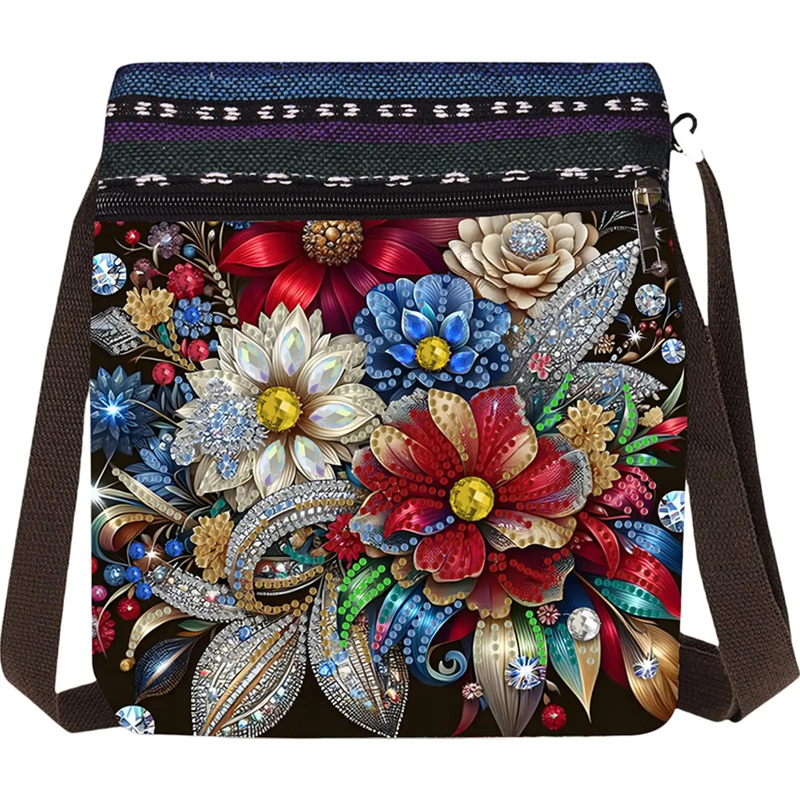 

Butterfly Diamond Painting Shopping Bag Rhinestones Satchel Bag 5D Gem Dots Art Messenger Bag Commuting Bag for Adults Beginners