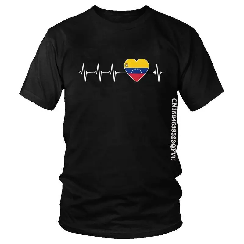 Venezuelan Heartbeat T Shirts Men Fashion T Shirt Cotton Oversized I Love Venezuela Flag Heart Tshirt Unique Tees Tops