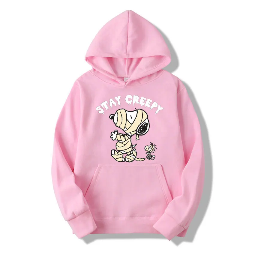 

Halloween Snoopy Stay Creepy Hoodies Daily Streetwear Men Women Tops Outerwears Blouse Hoodies Harajuku Casual Cute Sweatshirts