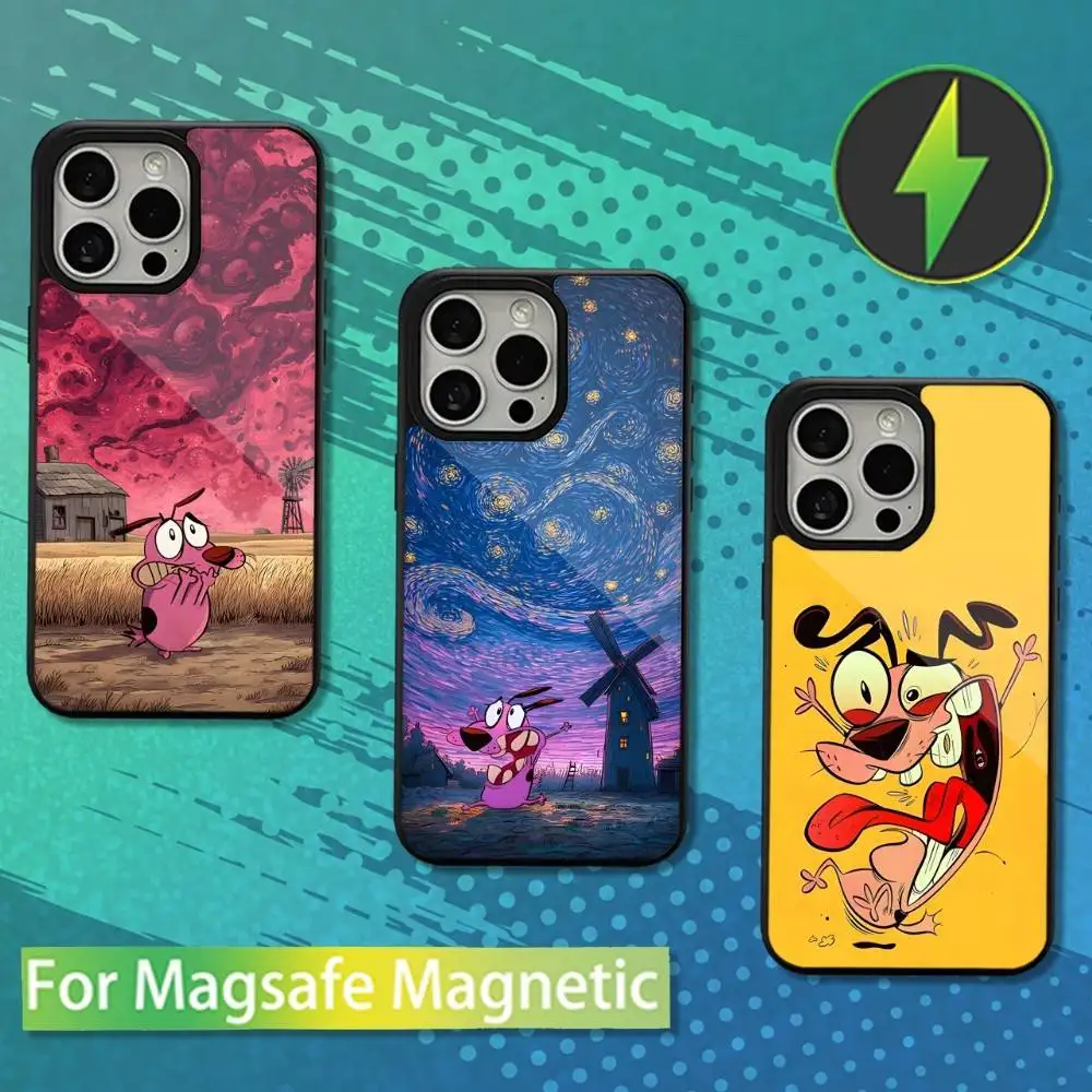 

Funny C-Courag C-Cowardly Dog Case For iPhone 16,17,15,14,13,12,11,Pro,Max,Plus,Mini,Magsafe,Magnetic Wireless Charging Case