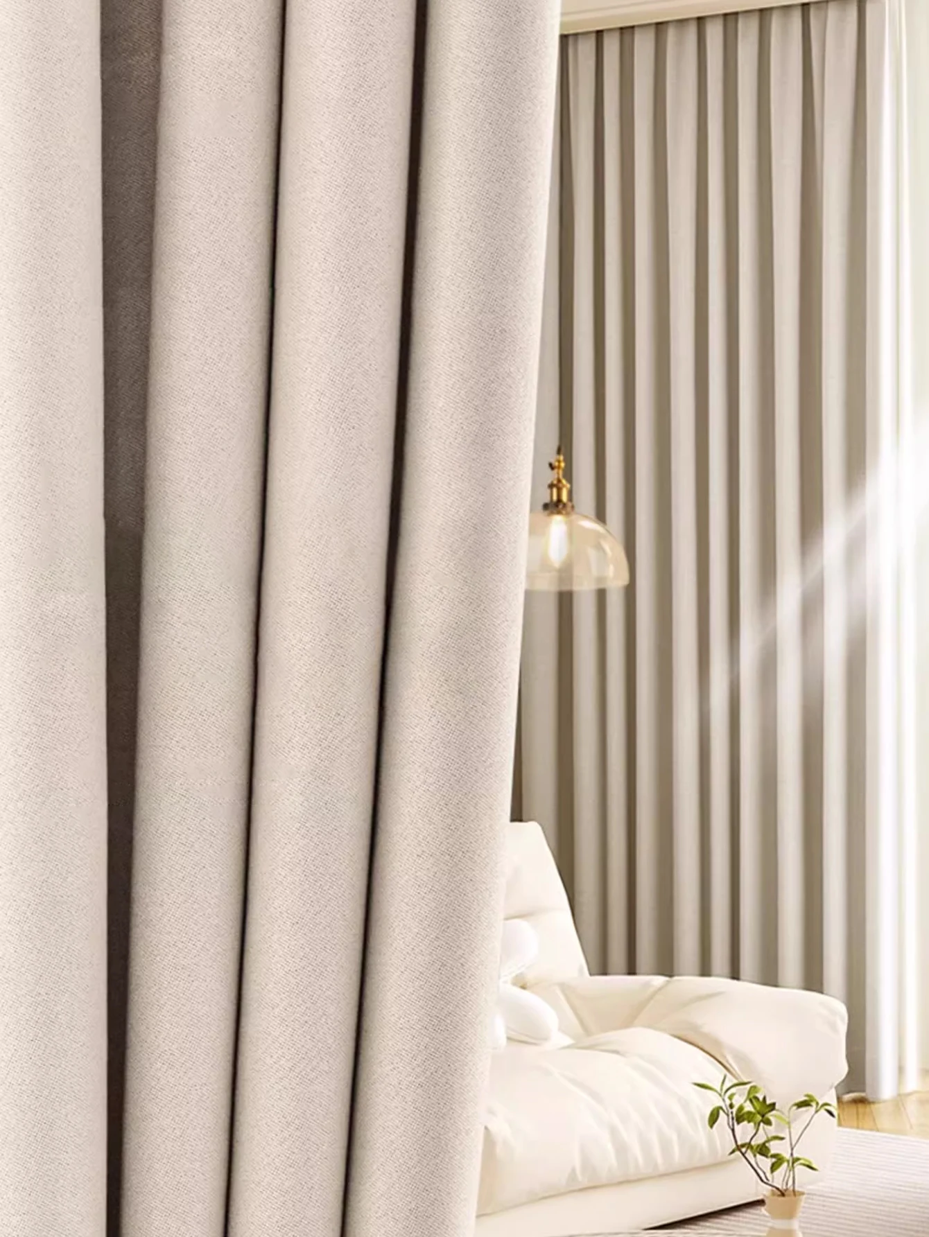 Cotton And Linen Curtains Milk Tea Color Living Room Japanese House Light Luxury Bedroom Blackout High-End Sense