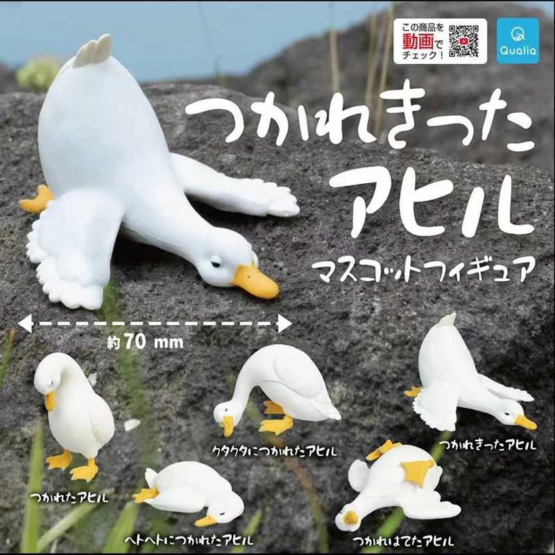 

Gacha Scale Model Japanese Genuine A Big White Goose That's Paralyzed Tired pet goose figure Collection Action Figure Toy