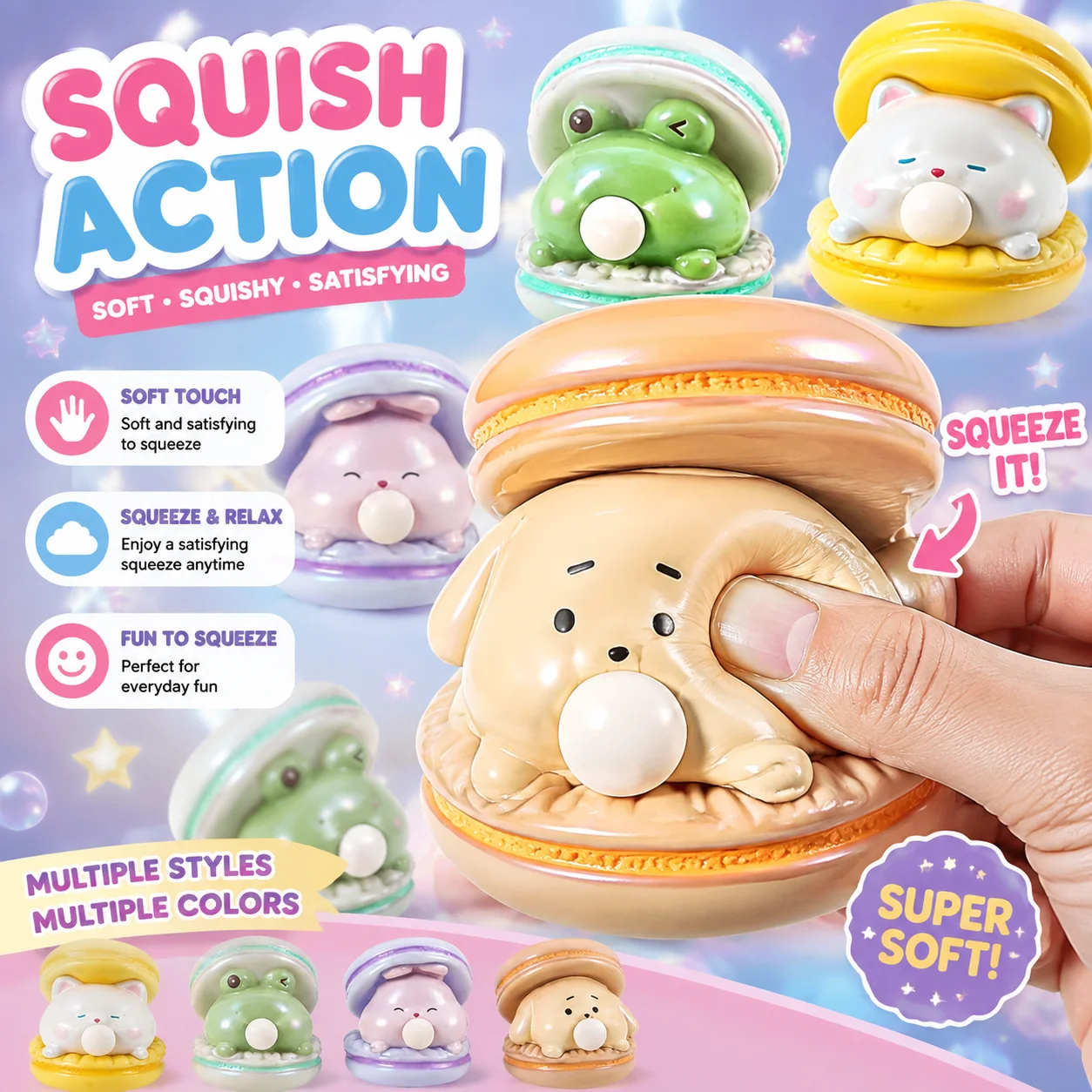Funny Vent Squeeze Toy Cute Creative Animal Spit Bubble Burger Stress Relief Anti Stress Pinch Squishy Toy Gift for Children