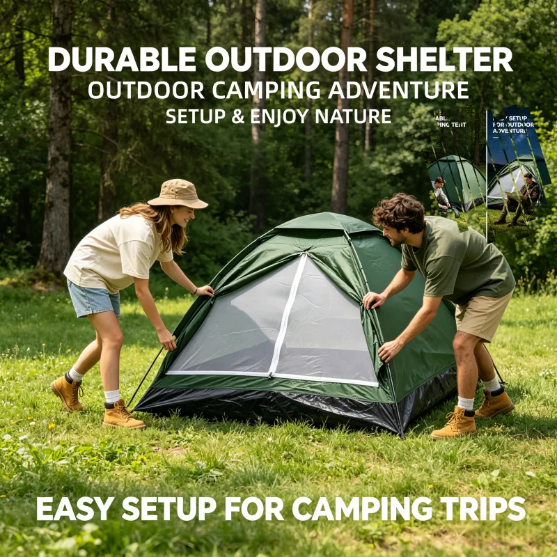 Barraca de Camping Ultraleve, Tenda para Caminhadas ao Ar Livre, Protetor Solar para 2 Pessoas, Equipamento de Camping, Barraca de Camping com Porta de Dupla Camada, Acessório de Camping