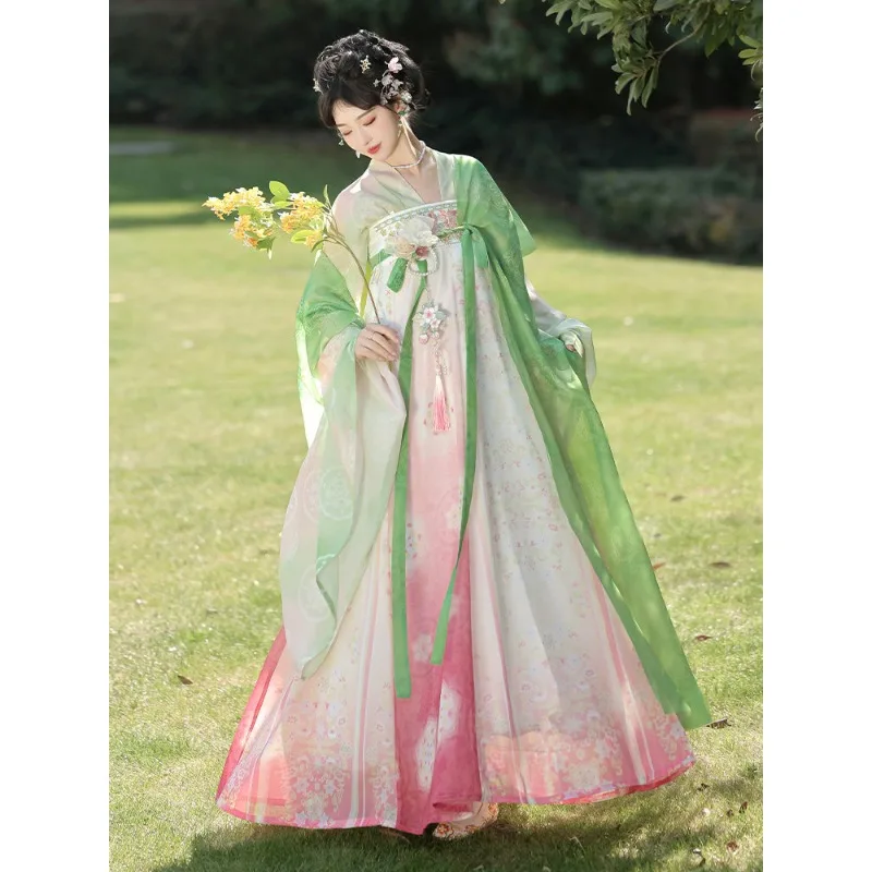

Hanfu women's improved wide-sleeved Tang Dynasty chest-length skirt daily super fairy spring and summer suit