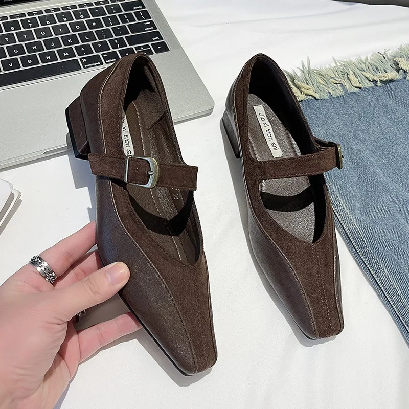 

Весенне-осенние туфли-лодочки на низком каблуке, модная женская обувь Мэри Джейн, удобная женская обувь на высоком каблуке с квадратным носком для офисной вечеринки