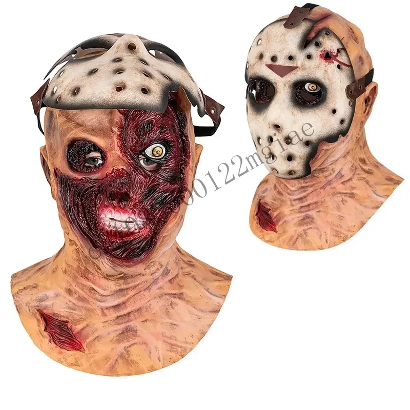 P-Jsmen Scary Jason Horror Hacker Mask Full Head Vampire Latex Costume Halloween Cosplay Props For Adult High Qualit CMM221