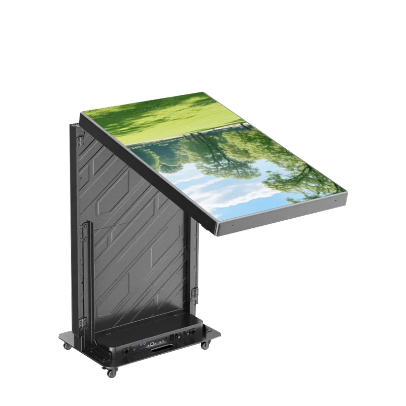 Portable indoor display poster kiosks with high-brightness screens for advertising campaigns and interactive photo booths