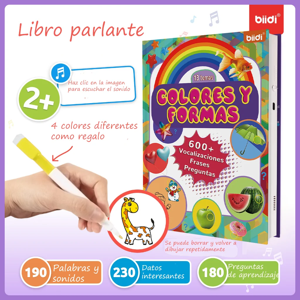 Livre multifonctionnel intelligent Montessori pour tout-petit, apprentissage de l'espagnol, lecture et nettoyage des points, jouets pour enfants précoces