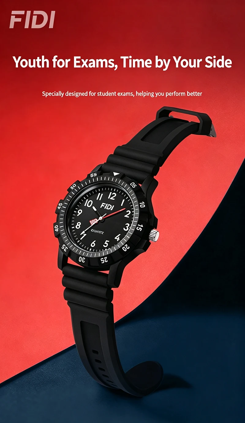 Unisex Student Quartz Watch Silicone Strap Large Number Dial Waterproof Sports Wristwatch for Teen Boys Girls School Daily Wear