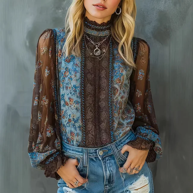 blusa boho con estampado floral para mujer
