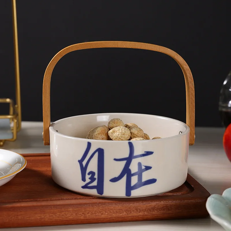 

Новая керамическая корзина с фруктами в китайском стиле, ручная тарелка для закусок, уличный чайный сервиз, чаша для хранения