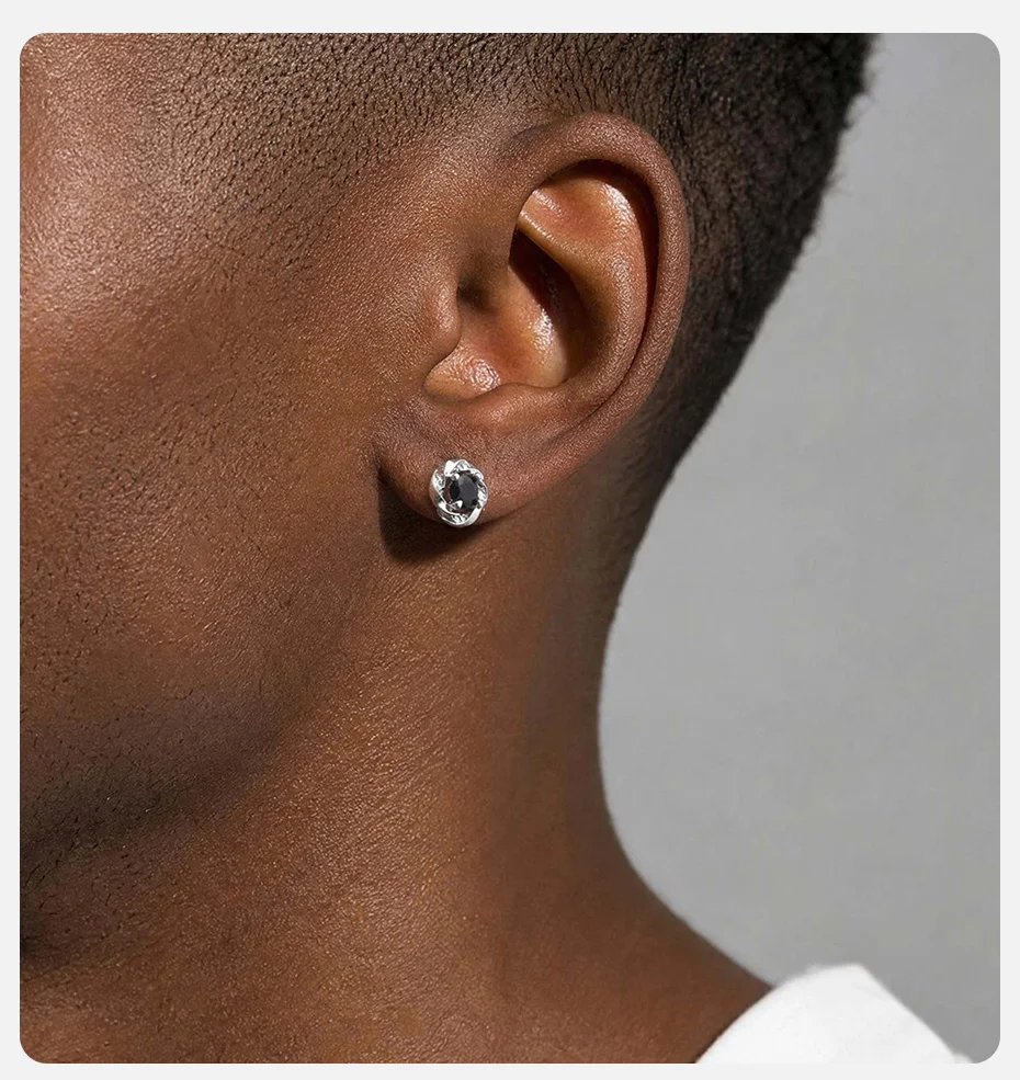 Vnox Herren Mobius Twist Kupfer Ohrstecker Rund Schwarz Weiß Kubisches Zirkonia CZ Ohrpiercing Kleiner Ohrstecker Schmuck Geschenk für Männer – Detail 2