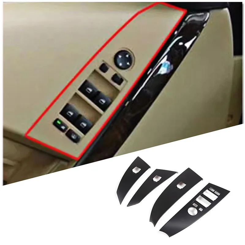 

For BMW 5 Series E60 2004-20210 ABS Carbon Fiber Car Glass Lift Frame Trim Sticker Interior Car Accessories (LHD)
