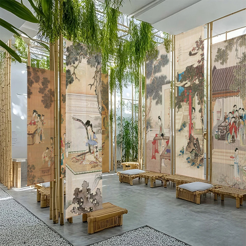 Chinesischer Wandteppich im antiken Stil, traditionelle chinesische Malerei als Wandbehang, Retro-Kunstrollen-Wandteppich für das Wohnzimmer