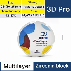 XANGTECH 3D Pro wielowarstwowe Zirkonzahn 95mm bloczek cyrkonowy 95*14mm Cad Cam klocki dentystyczne