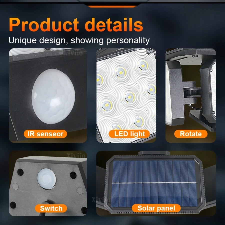 120 LED Solar Lights for Outside Motion Sensor Solar Flood Lights Waterproof Solar Powered Security Spot Garden Wall Lights