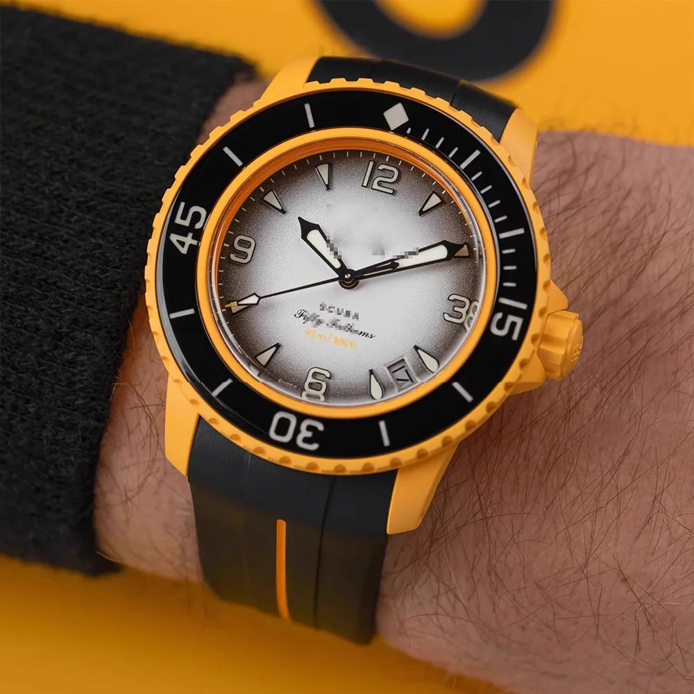 Rubber Strap for Blancpain x Swatch Collaboration Stainless Steel Buckle 22mm Curved Interface Men Women Replace Watch Band Belt