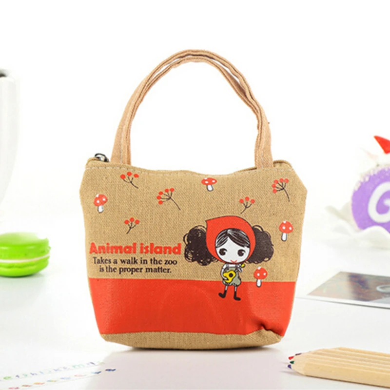 New Fashion Women Shopping Bag Ladies Canvas Cartoon Girl Printed Shoulder Bags Totes Beach Bags Girls School Bags