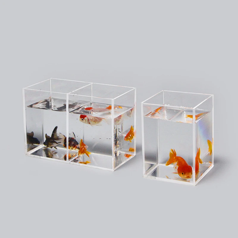 Small Betta Separate Fish Tank Acrylic Ultra-white Aquarium Fish Open Desktop Rectangular Plexiglass Aquarium Turtle Tank