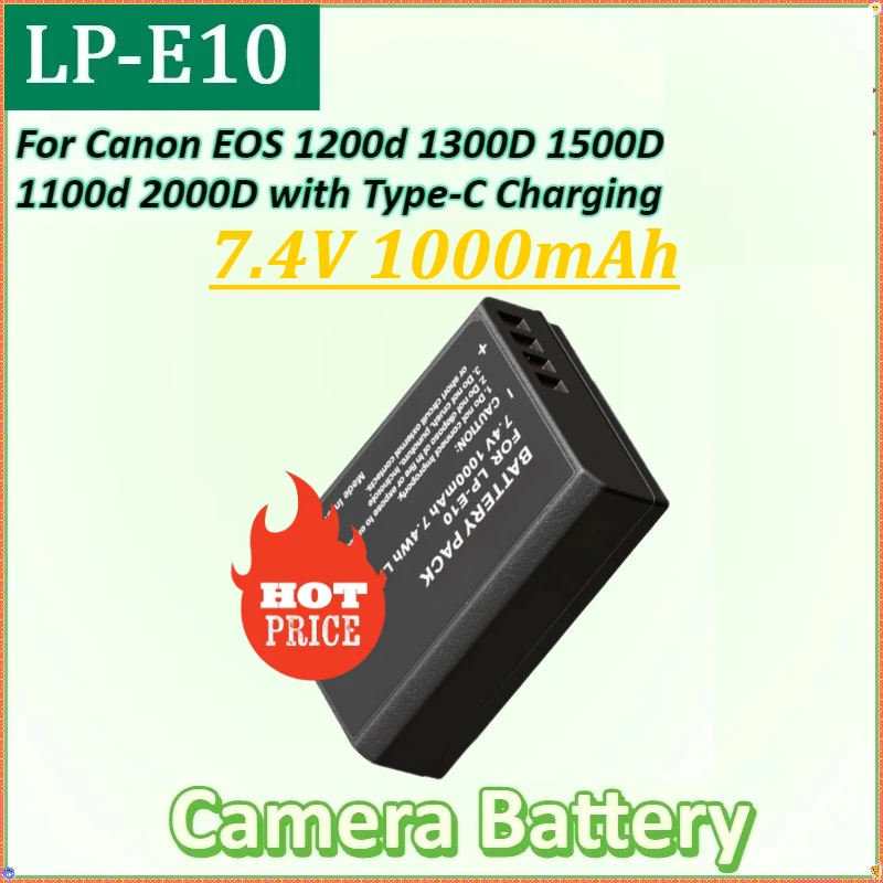 

For Canon EOS 1200d 1300D 1500D 1100d 2000D LP-E10D 7.4V 1000mAh LP-E10 LPE10 High Quality Camera Battery with Type-C Charging