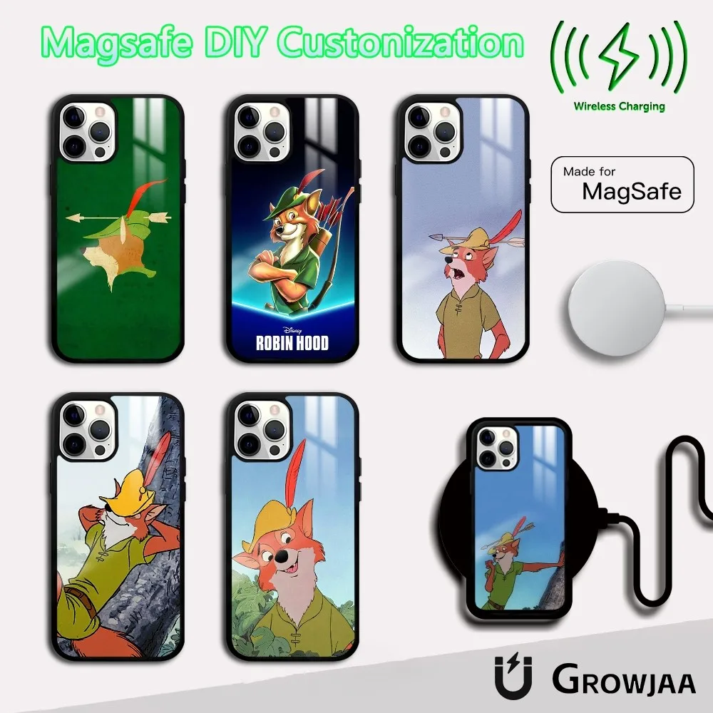 Robin Hood Cartoon Phone Case For iPhone 16 15 14 13 12 11 Pro Max Plus Mini Magsafe Mirror Wireless Magnetic Cover