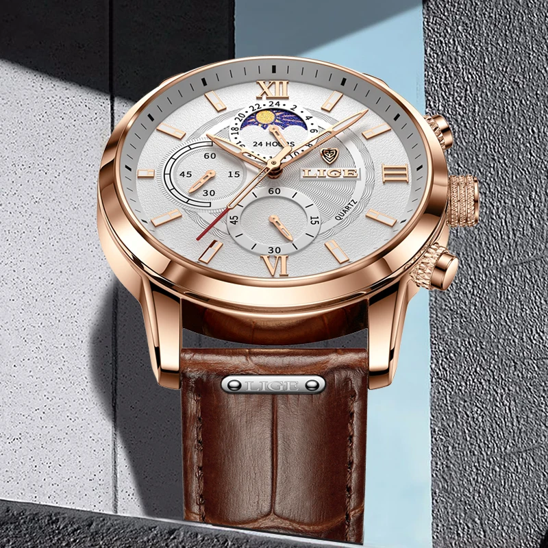 LIGE Business Mens Watch Casaul Fashion Luxury Watches For Men Waterproof Luminous Chronograph Quartz Wristwatches Reloj Hombre