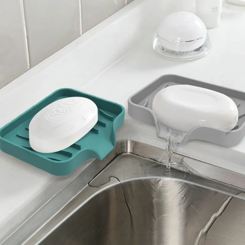 Silicone Soap Box Japanese Bathroom Draining Rack Hole-free Soap Box Household Draining Box Portable Soap Box