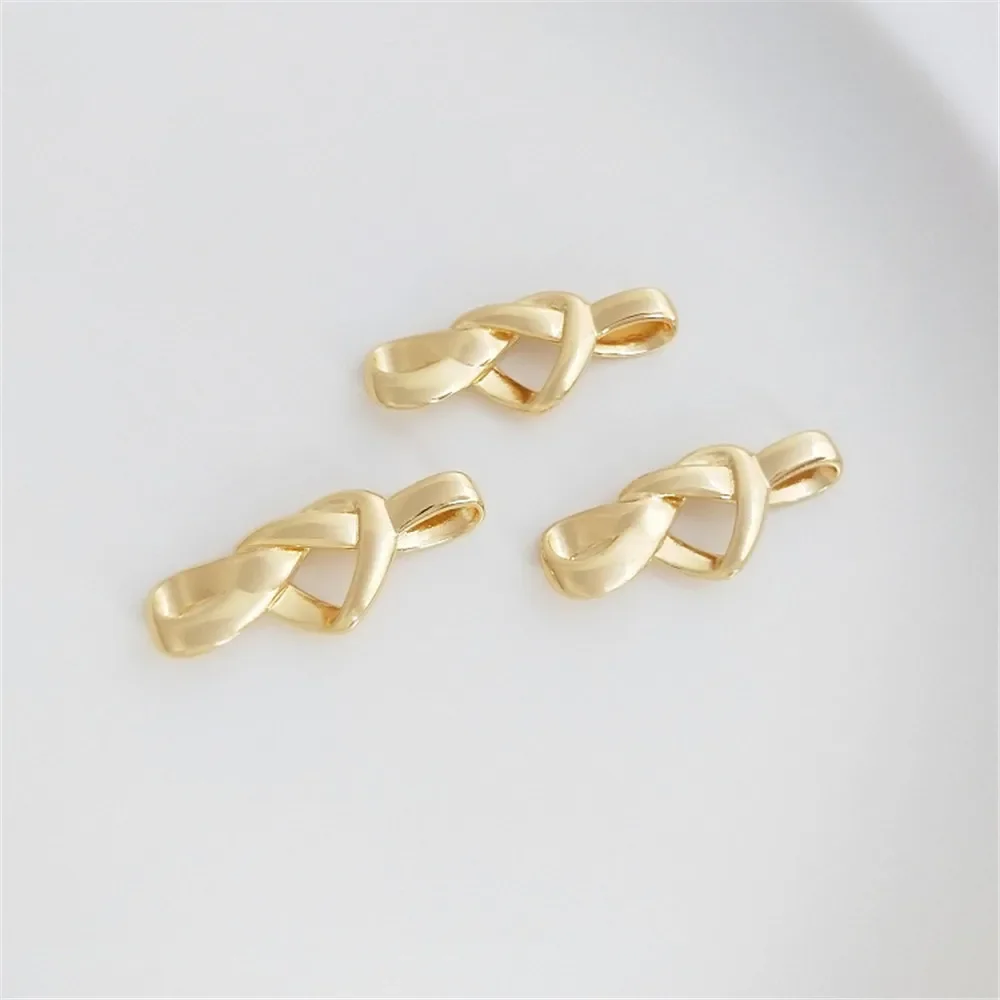 25.6x10mm 1pcs 14K Gold Plated heart knot attachment bow accessory handmade diy necklace bracelet accessories