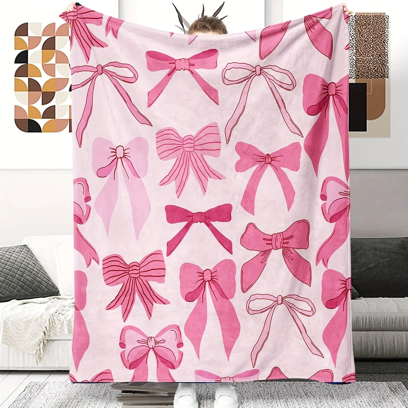 

Фланелевое одеяло с бантом и цифровым принтом в консервативном стиле — уютный комфорт для кровати, дивана, офисного сна, путешествий в самолете