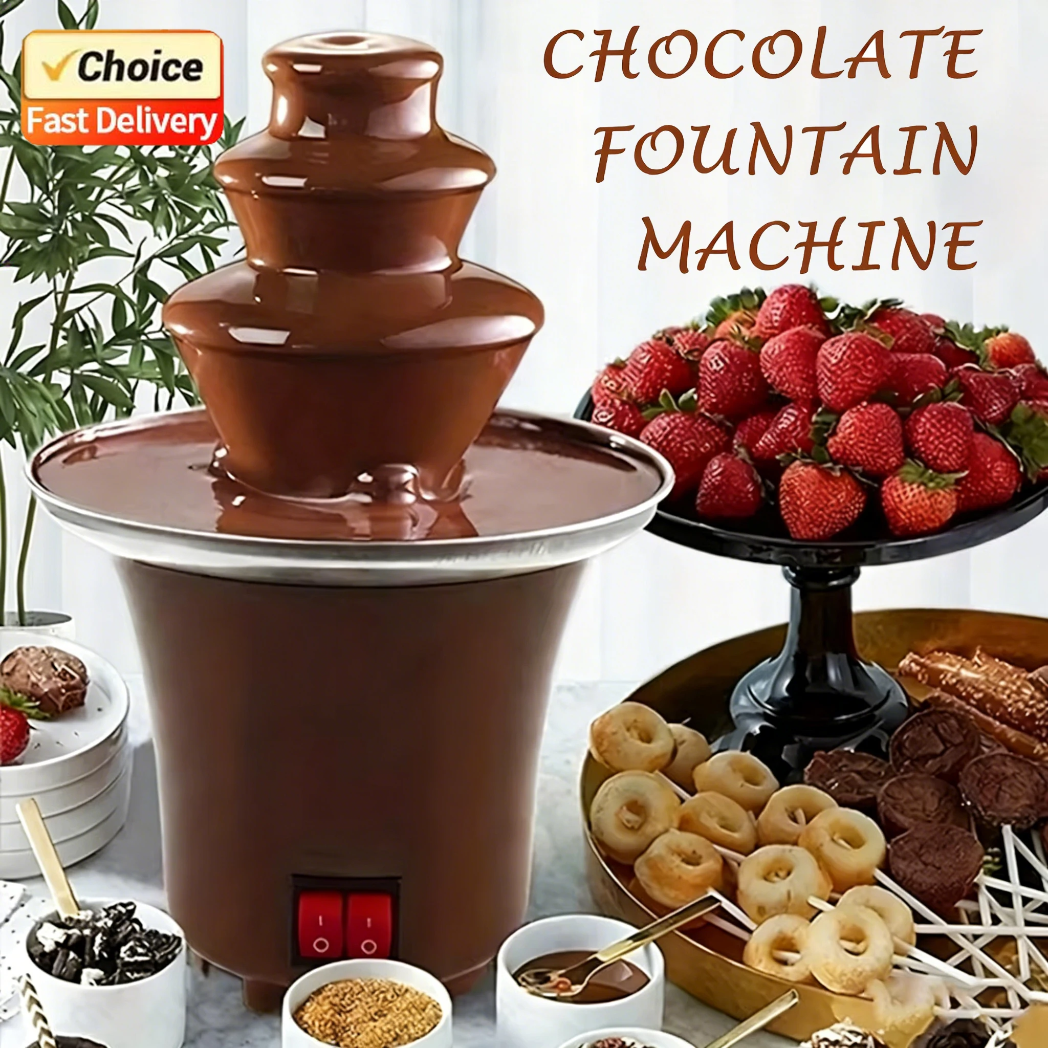 Fuente de Chocolate Eléctrica de 3 Niveles, Capacidad de 10 oz, Máquina para Derretir Queso y Chocolate para Hacer Dulces