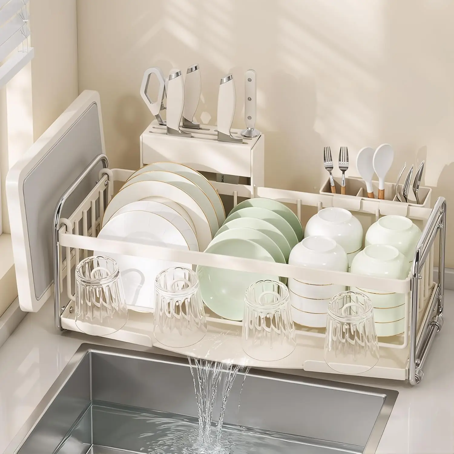 

Dish Drying Rack - Compact Dish Drainer for Kitchen Counter with Dishwashing Holder, Drying Organization Storage Sink Rack