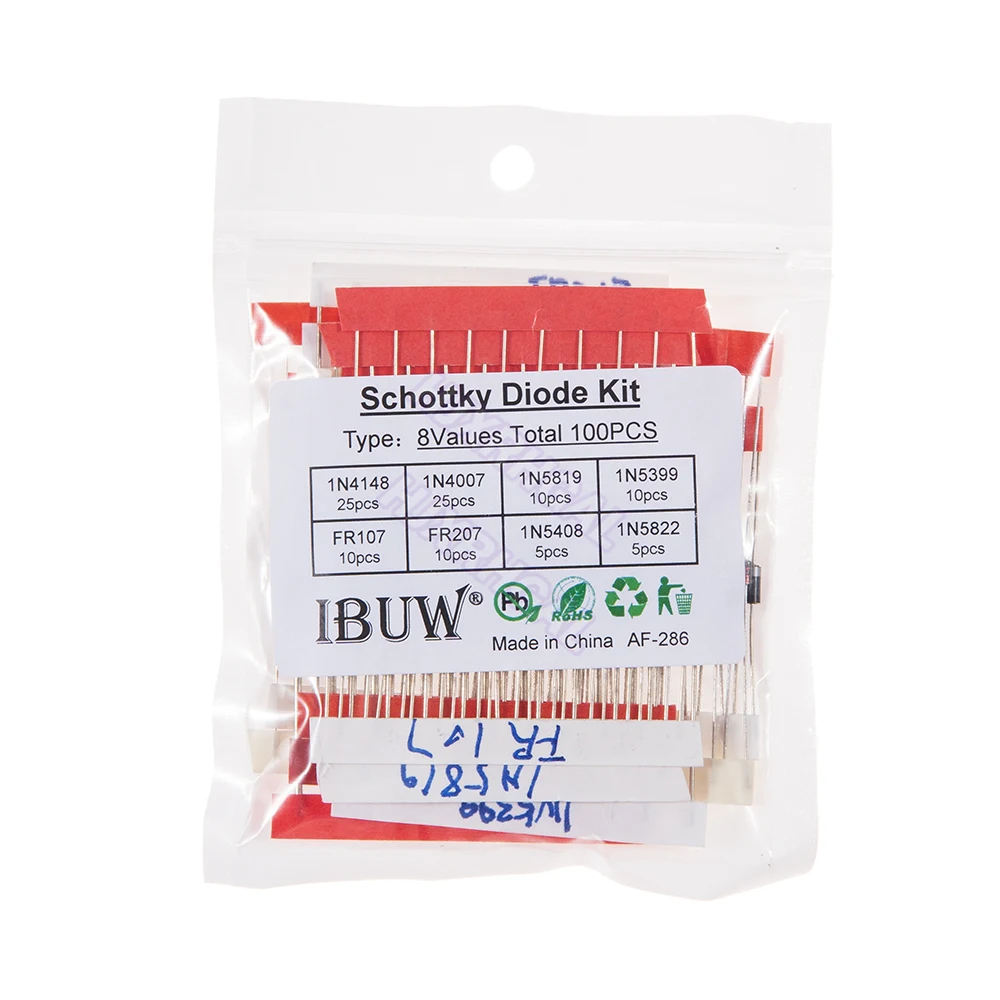 100pcs 1N5399 1N5408 1N4148 1N4007 1N5819 1N5822 FR107 FR207 Switching Diode component diy kit Diode kit original
