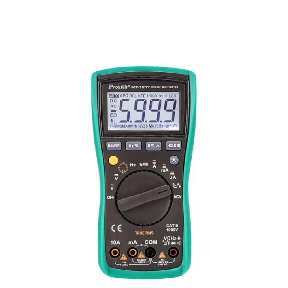 

Pro'skit MT-1217 Multi-Function Multimeter High Precision LED Digital Display Automatic Range Tester Voltmeter Ammeter Tools