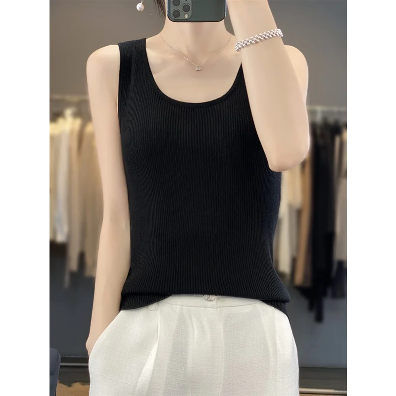 Canotta estiva in seta di ghiaccio ort Svel Capispalla da donna Previene l'esposizione U-Ne Slim Fit Design a righe Pendolari Sle