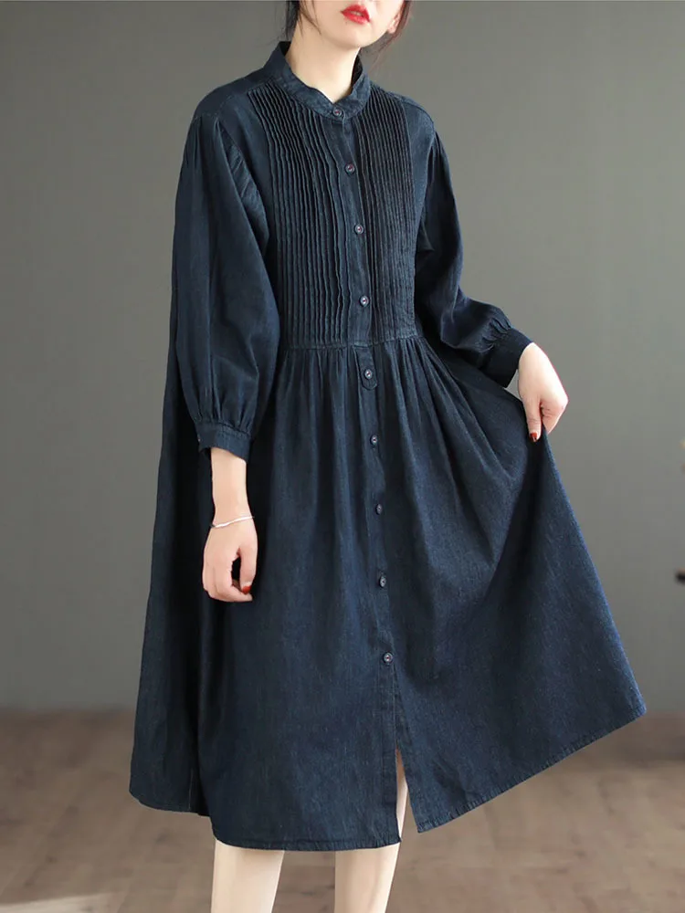 Max LuLu 2023 British Designer Spring Long Clothing Womens Fashion Elegant Loose Denim Dresses Females Leisure Vintage Vestidos